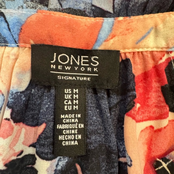 Jones New York Women’s Floral Button-Down ruffle collar Blouse, Size Medium - Picture 11 of 13